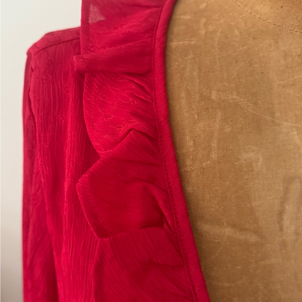 No Boundaries Red Ruffled Blouse Large - Picture 3 of 8